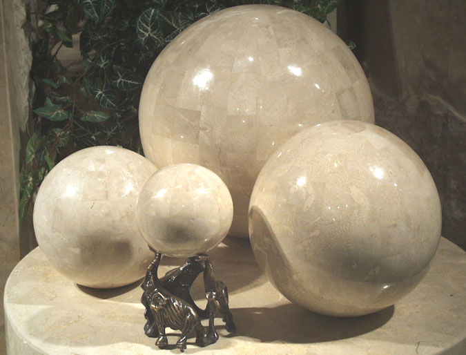 5.5 Inch.  Sphere, Beige Fossil Stone