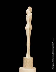 Lovers Sculpture - Table Model, Beige Fossil Stone with White Ivory Stone