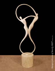 Swing Sculpture, Floor Model, Beige Fossil Stone with White Ivory Stone