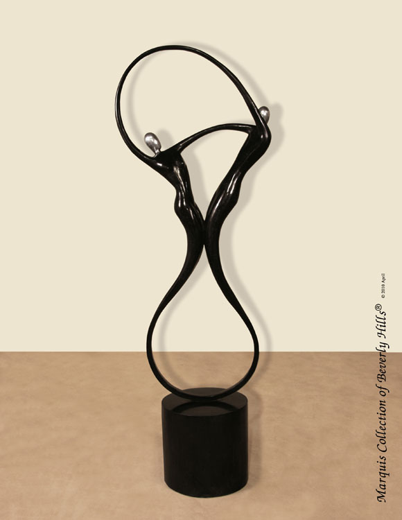 Swing Sculpture, Floor Model, Black Stone with Stainless Finish